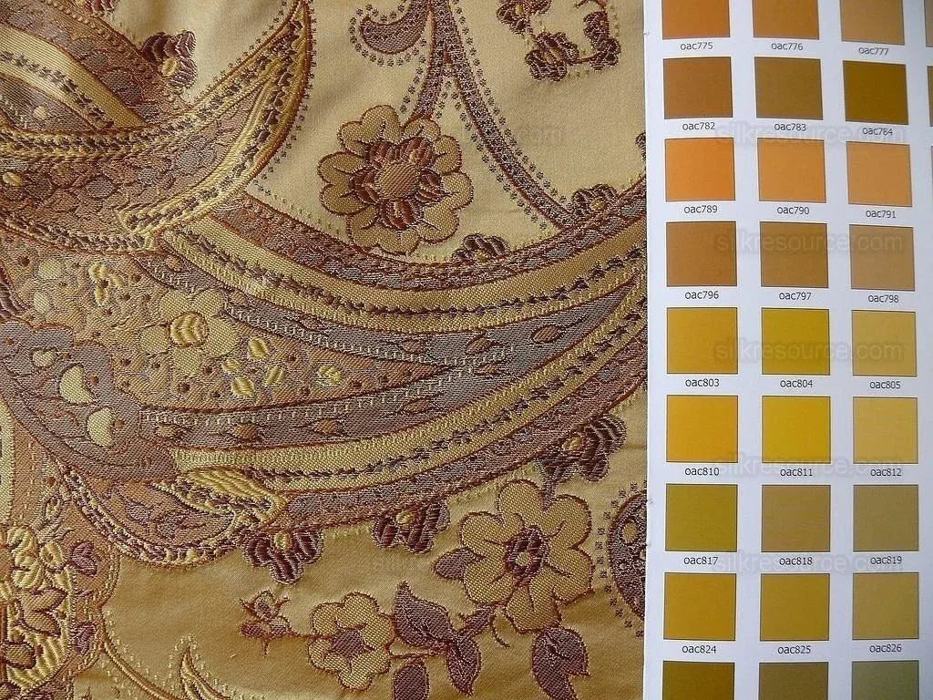 By yard Pindler &amp; Pindler Deandra "branch" Brown 100% Silk Lampas Large Paisley MSRP USD 270/yard