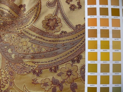 By yard Pindler &amp; Pindler Deandra "branch" Brown 100% Silk Lampas Large Paisley MSRP USD 270/yard