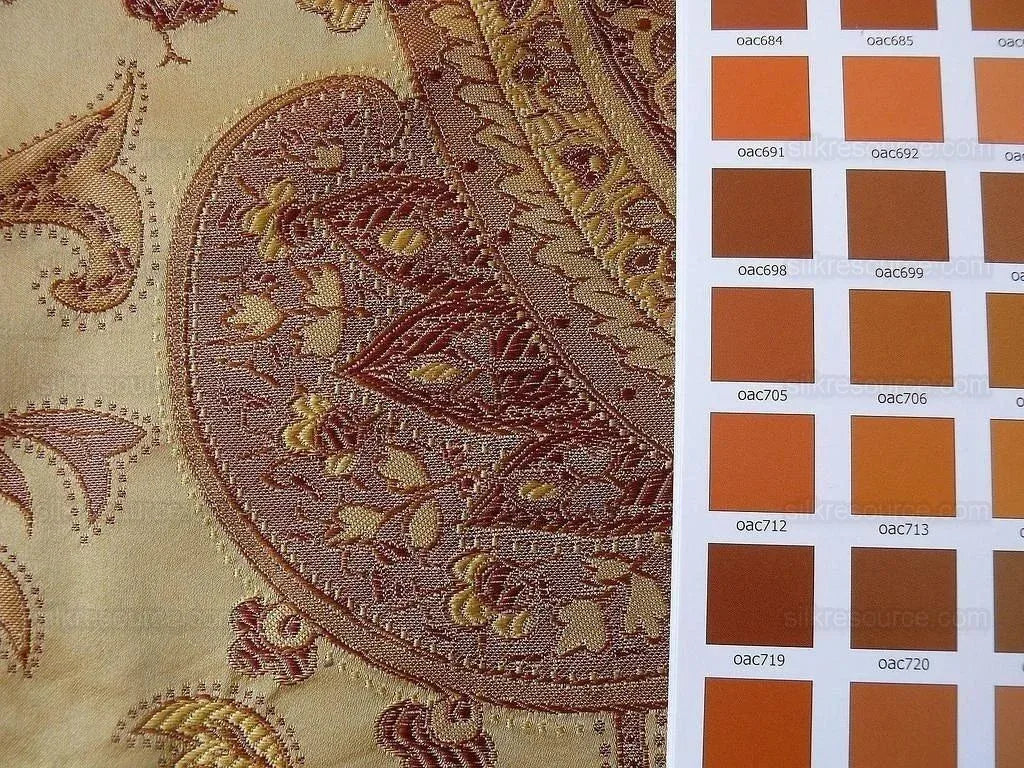 By yard Pindler &amp; Pindler Deandra "branch" Brown 100% Silk Lampas Large Paisley MSRP USD 270/yard