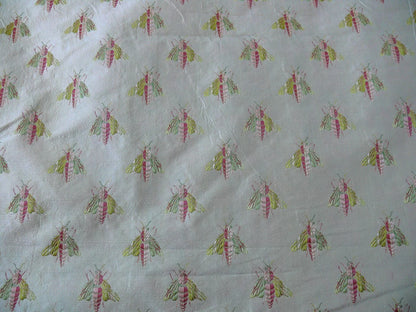 Scalamandre Napoleon Bees 100% Silk Lisere Multi Red Pink Green Gold On Cream