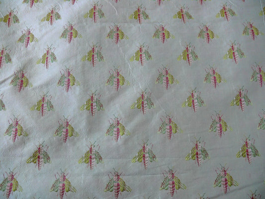 Scalamandre Napoleon Bees 100% Silk Lisere Multi Red Pink Green Gold On Cream