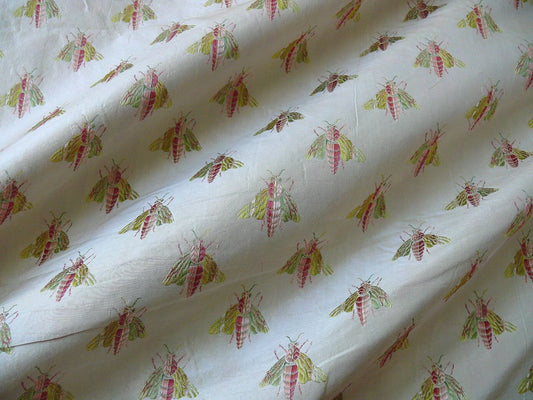 Scalamandre Napoleon Bees 100% Silk Lisere Multi Red Pink Green Gold On Cream