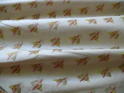Scalamandre Napoleon Bees 100% Silk Lisere Multi Red Pink Green Gold On Cream