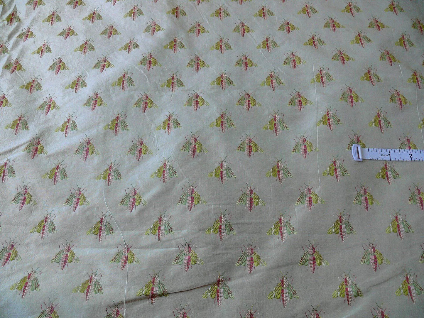 Scalamandre Napoleon Bees 100% Silk Lisere Multi Red Pink Green Gold On Cream