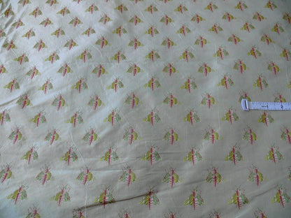 Scalamandre Napoleon Bees 100% Silk Lisere Multi Red Pink Green Gold On Cream