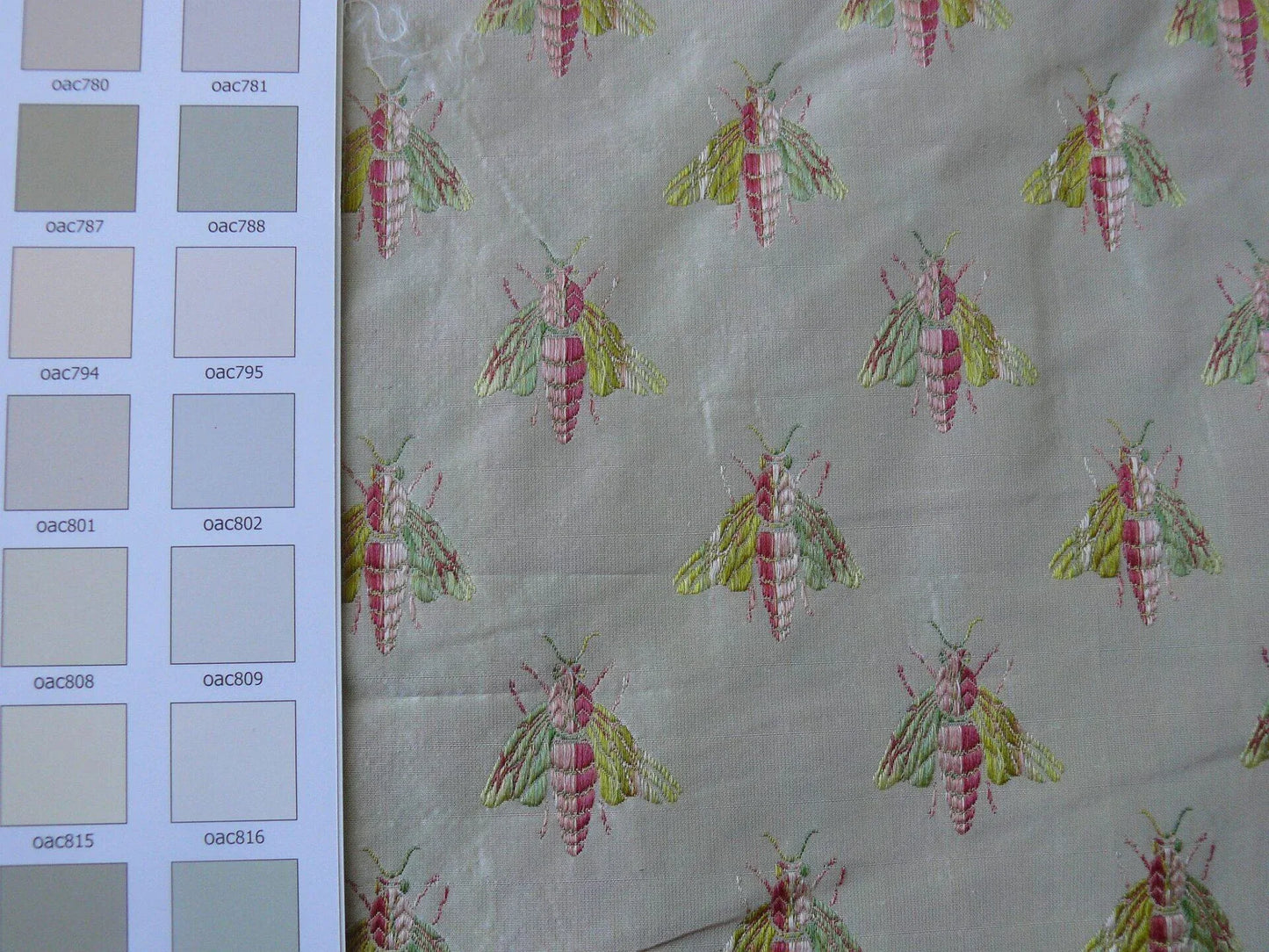 Scalamandre Napoleon Bees 100% Silk Lisere Multi Red Pink Green Gold On Cream