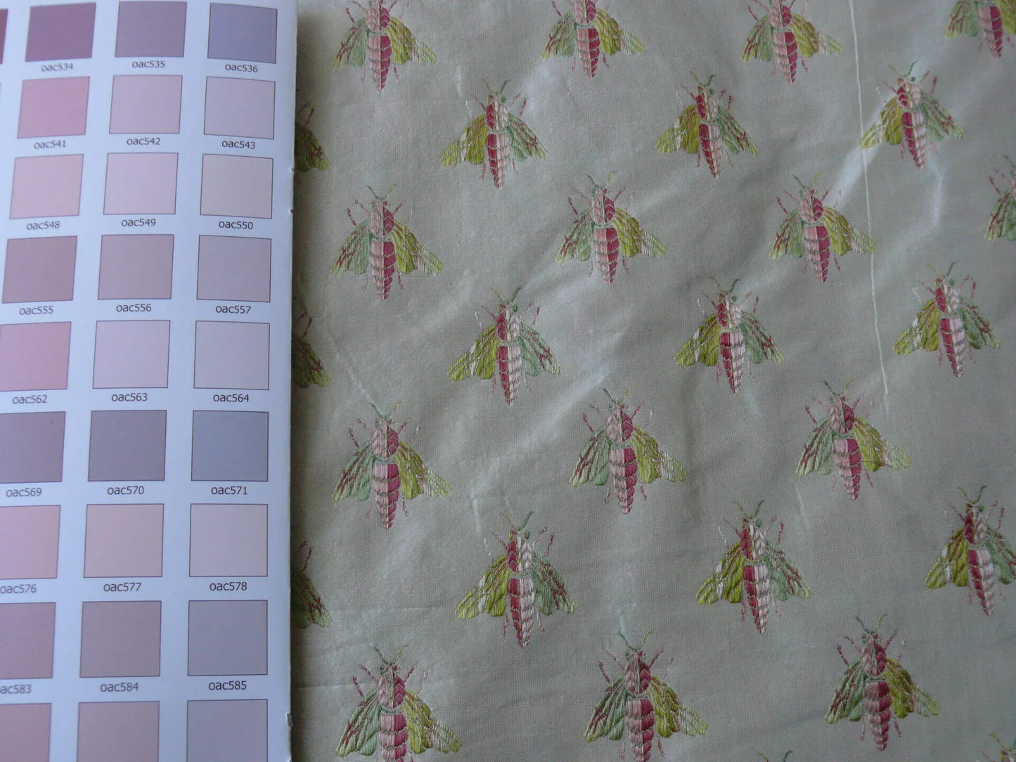 Scalamandre Napoleon Bees 100% Silk Lisere Multi Red Pink Green Gold On Cream