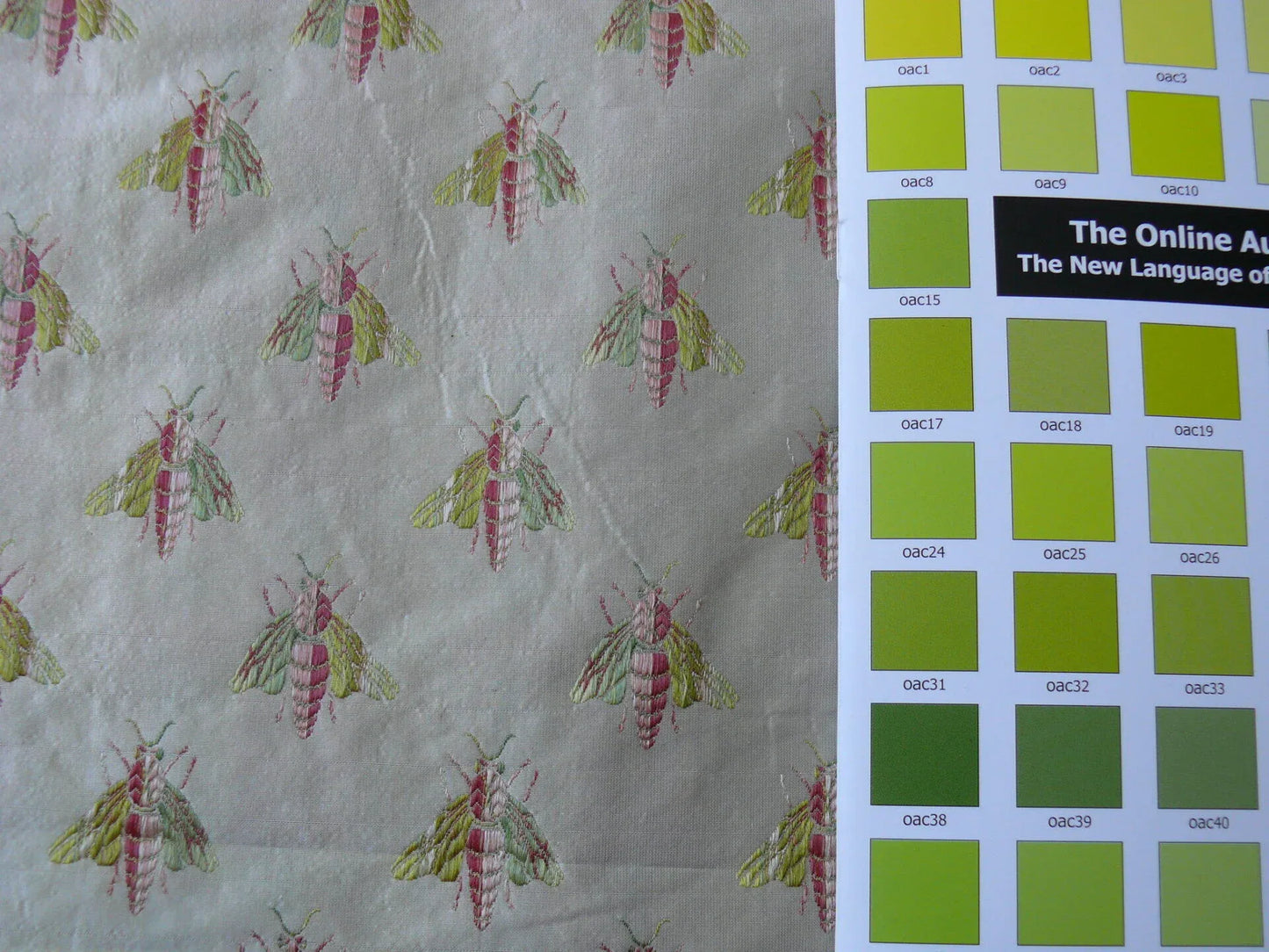 Scalamandre Napoleon Bees 100% Silk Lisere Multi Red Pink Green Gold On Cream