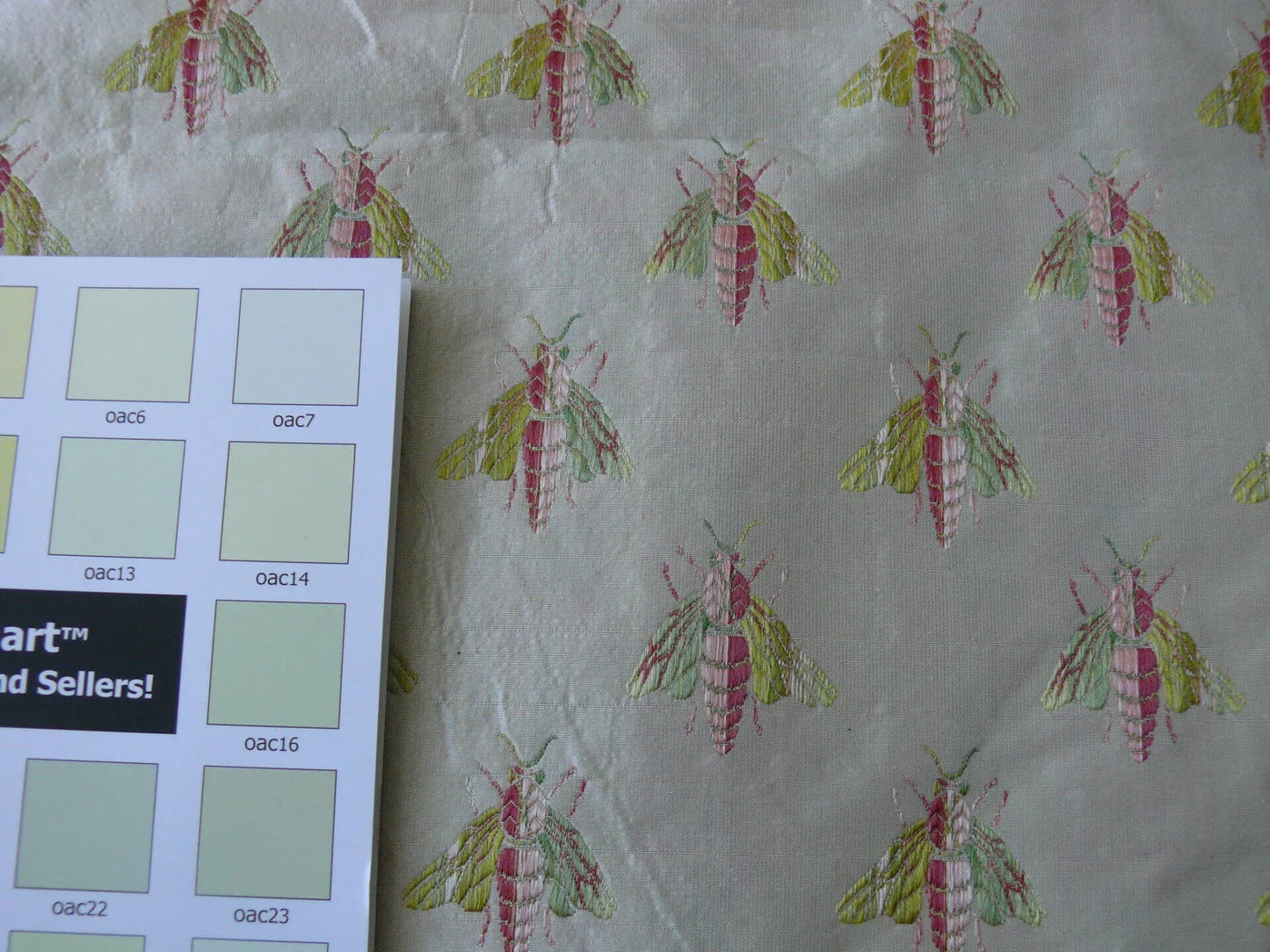 Scalamandre Napoleon Bees 100% Silk Lisere Multi Red Pink Green Gold On Cream