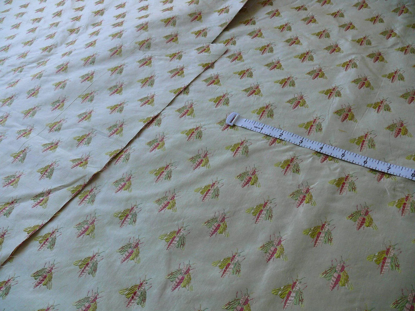 Scalamandre Napoleon Bees 100% Silk Lisere Multi Red Pink Green Gold On Cream