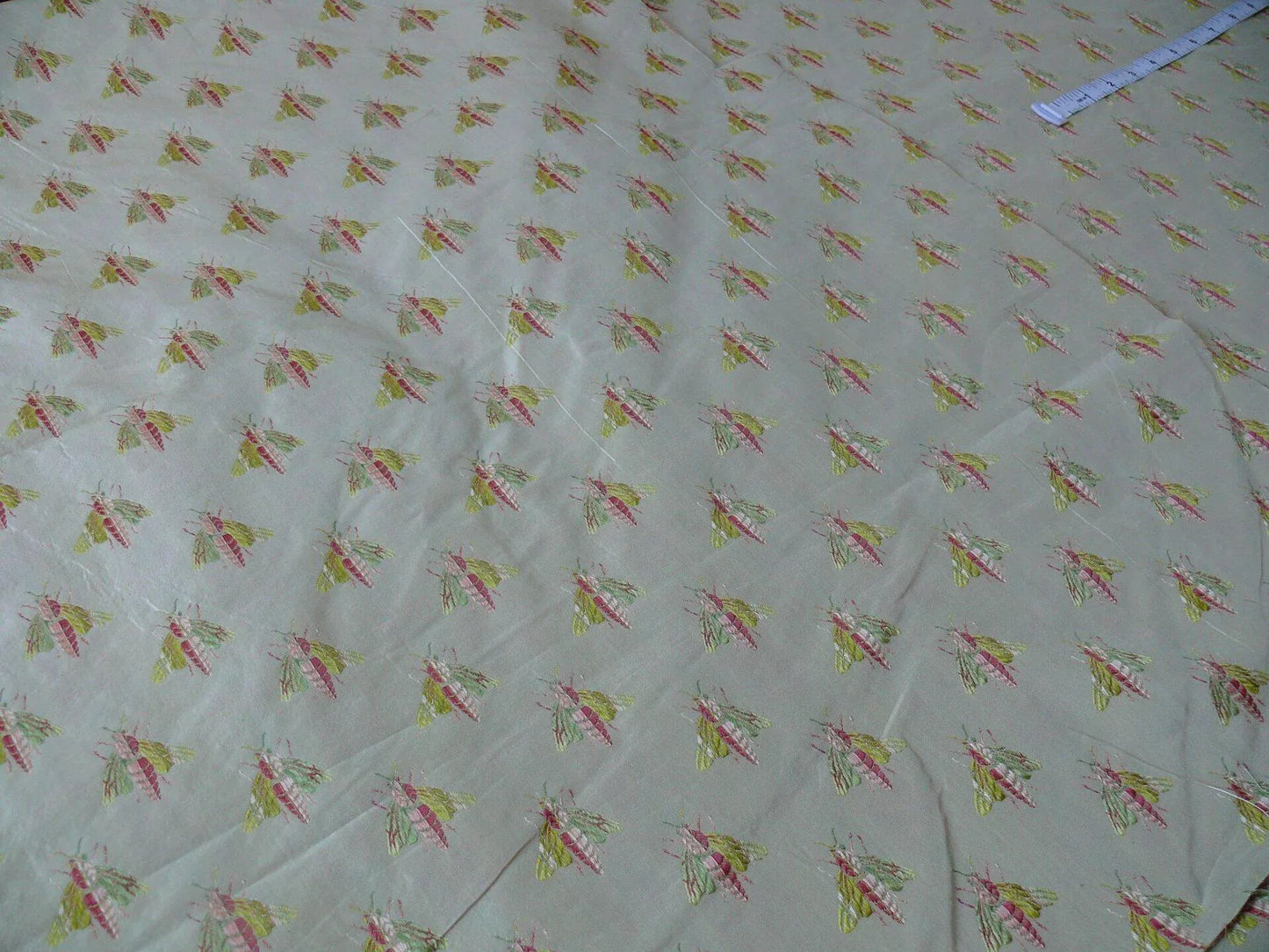 Scalamandre Napoleon Bees 100% Silk Lisere Multi Red Pink Green Gold On Cream