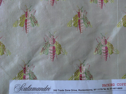 Scalamandre Napoleon Bees 100% Silk Lisere Multi Red Pink Green Gold On Cream
