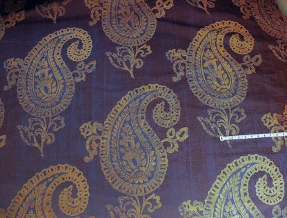 Koplavitch 100% Silk Damask Giant Paisley "nocturne" Indigo Deep Blue Gold Copper MSRP USD 340/y