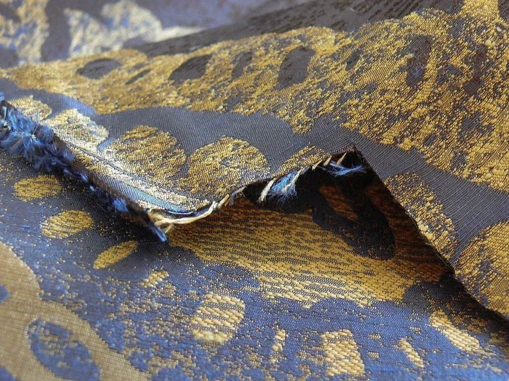 Koplavitch 100% Silk Damask Giant Paisley "nocturne" Indigo Deep Blue Gold Copper MSRP USD 340/y