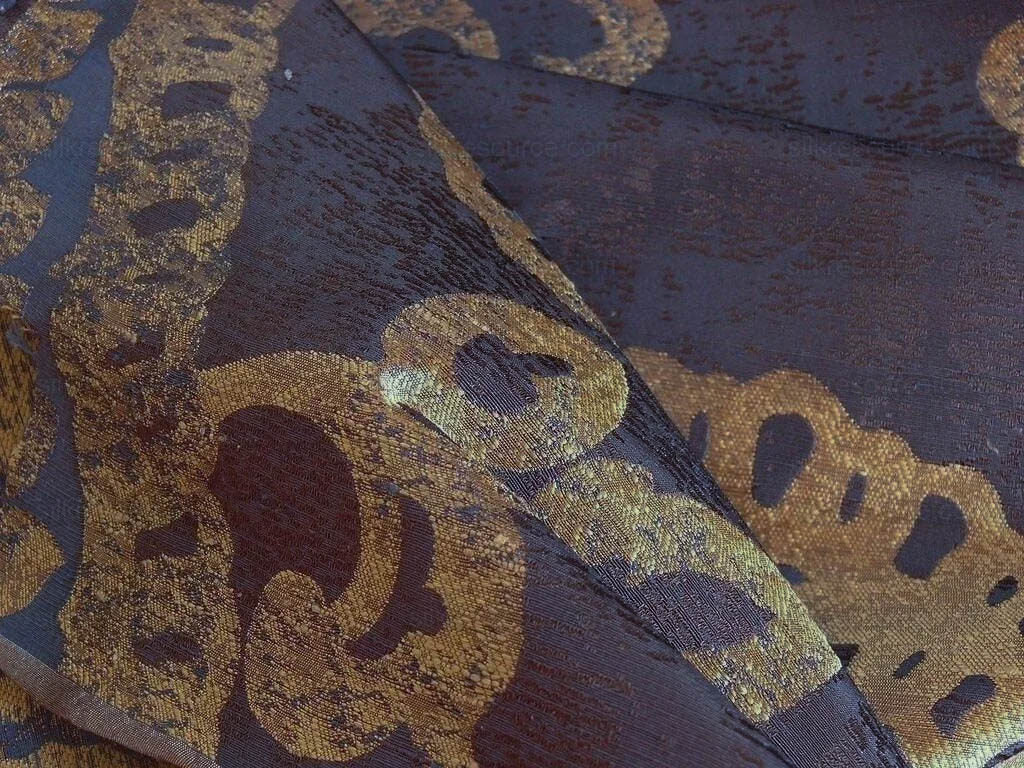 Koplavitch 100% Silk Damask Giant Paisley "nocturne" Indigo Deep Blue Gold Copper MSRP USD 340/y