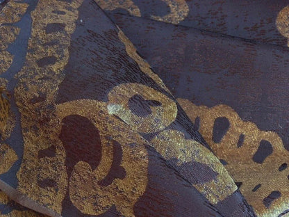 Koplavitch 100% Silk Damask Giant Paisley "nocturne" Indigo Deep Blue Gold Copper MSRP USD 340/y