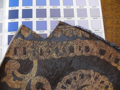 Koplavitch 100% Silk Damask Giant Paisley "nocturne" Indigo Deep Blue Gold Copper MSRP USD 340/y