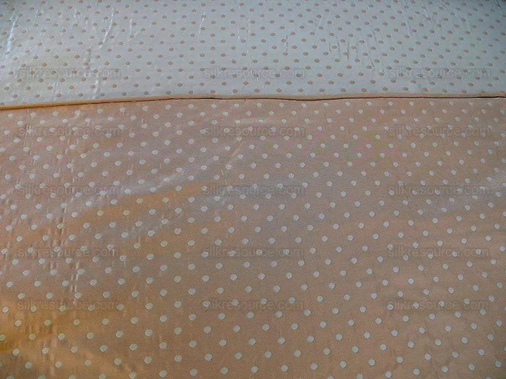 100% Silk Damask Jacquard Polka Dot "coin" French Blue Copper Gold Heavy Reversible