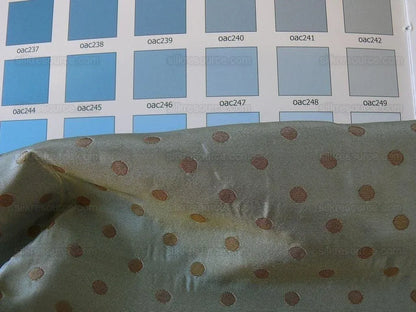 100% Silk Damask Jacquard Polka Dot "coin" French Blue Copper Gold Heavy Reversible