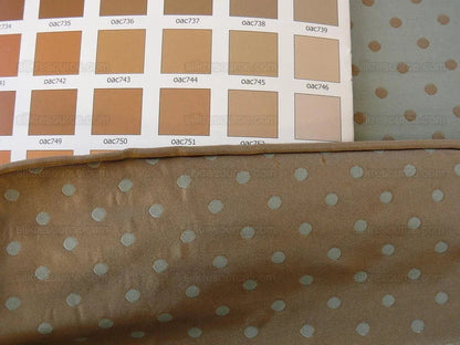 100% Silk Damask Jacquard Polka Dot "coin" French Blue Copper Gold Heavy Reversible