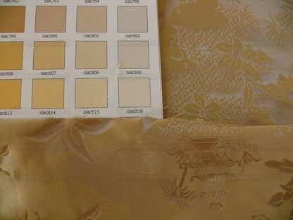 Bty 100% Silk Damask Chinoiserie Music Garden "sunkissed" Gold