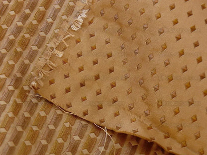 100% Silk Lampas Diamond Star Dot 222 "lariat" Tan Brown