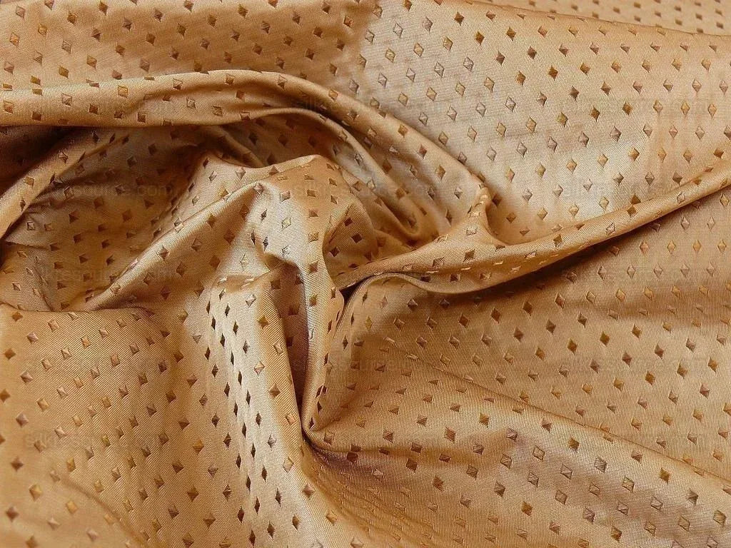 100% Silk Lampas Diamond Star Dot 222 "lariat" Tan Brown