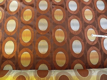 100% Silk Lampas Egg Mirror "java" Brown Gold Purple