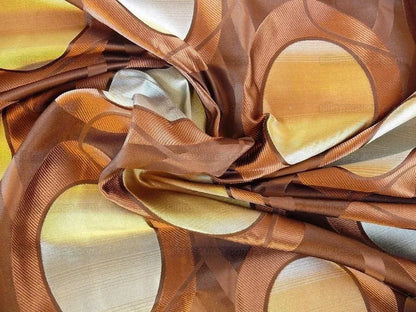 100% Silk Lampas Egg Mirror "java" Brown Gold Purple
