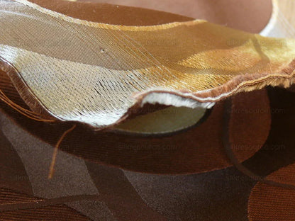 100% Silk Lampas Egg Mirror "java" Brown Gold Purple