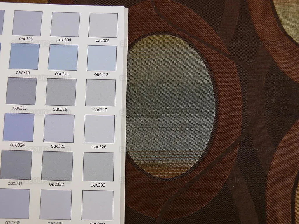 100% Silk Lampas Egg Mirror "java" Brown Gold Purple