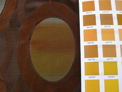 100% Silk Lampas Egg Mirror "java" Brown Gold Purple
