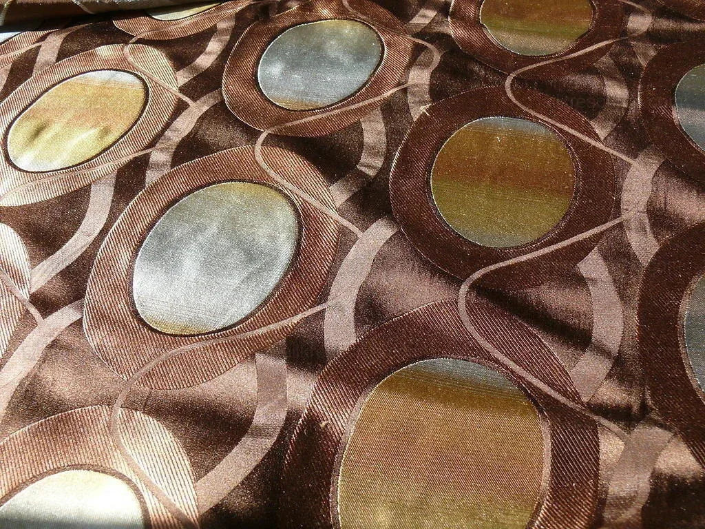 100% Silk Lampas Egg Mirror "java" Brown Gold Purple
