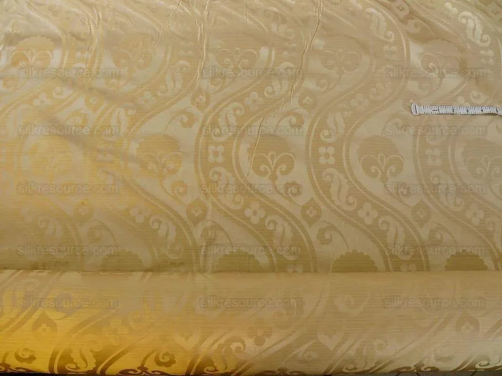 100% Silk Damask Peony River - Moonstone Ecru