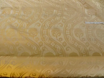 100% Silk Damask Peony River - Moonstone Ecru