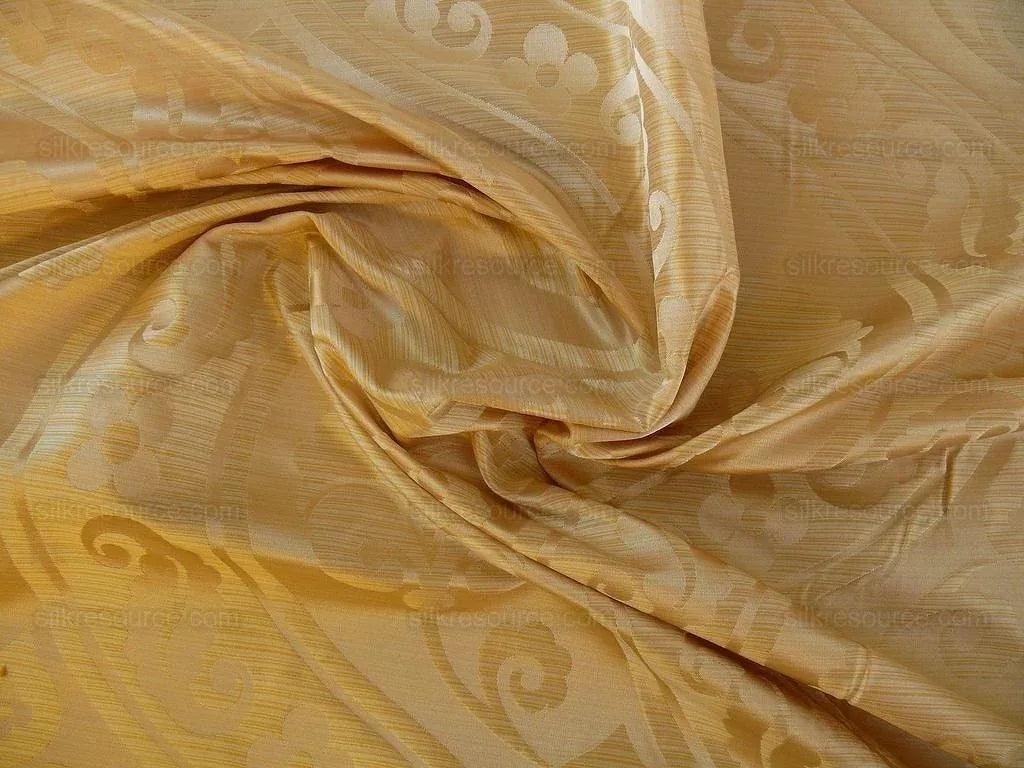 100% Silk Damask Peony River - Moonstone Ecru