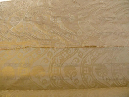 100% Silk Damask Peony River - Moonstone Ecru
