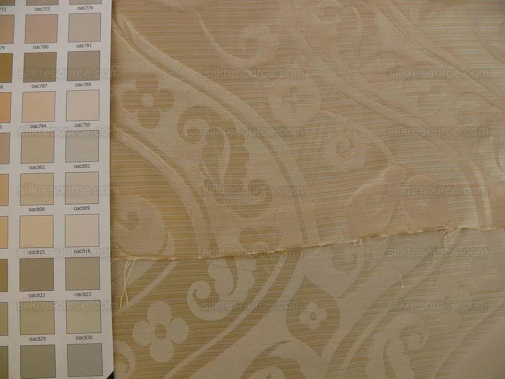 100% Silk Damask Peony River - Moonstone Ecru