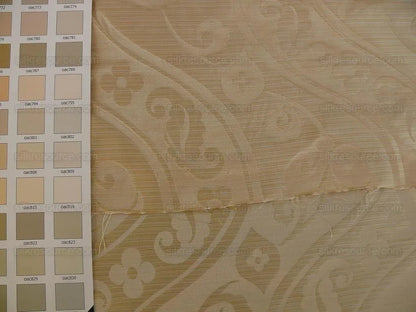 100% Silk Damask Peony River - Moonstone Ecru