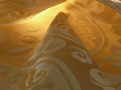 100% Silk Damask Peony River - Moonstone Ecru