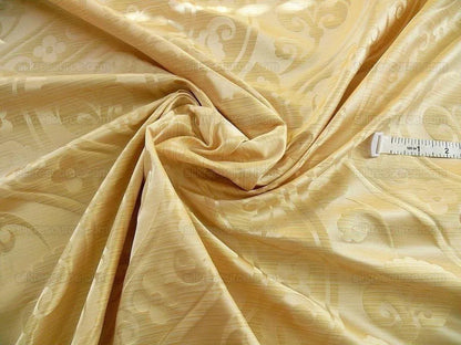 100% Silk Damask Peony River - White Gold Ecru Cream