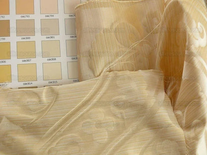 100% Silk Damask Peony River - White Gold Ecru Cream