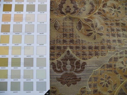 by yard 100% Silk Lampas Aged Metal Large Medallion "cocoa" Brown MSRP USD 328/yard