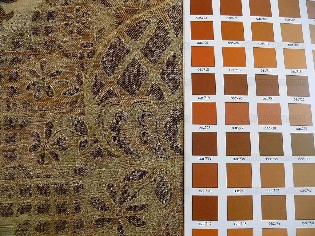 by yard 100% Silk Lampas Aged Metal Large Medallion "cocoa" Brown MSRP USD 328/yard