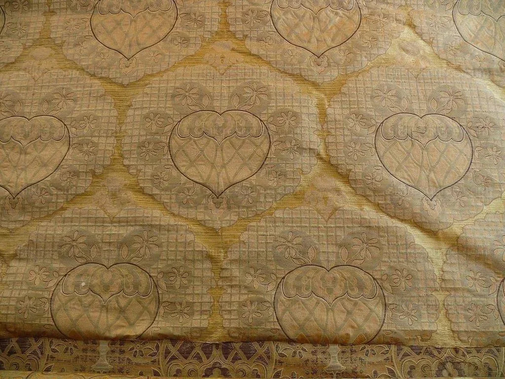 by yard 100% Silk Lampas Aged Metal Large Medallion "cocoa" Brown MSRP USD 328/yard