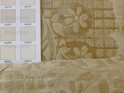 100% Silk Lampas Aged Metal Large Medallion "Ecru" Cream White Taupe Tan MSRP USD 328/yard