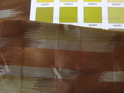 100% Silk Lampas Ikat Wave "whiskey" Brown orange Yellow Beige MSRP USD 268/y