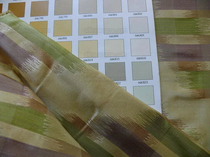 100% Silk Lampas Ikat Wave Chevron "lilac" Purple Green Gold Cream Khaki MSRP USD 268