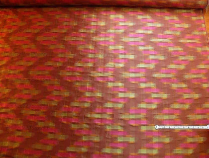 100% Silk Lampas Ikat Wave "spice" Maroon Purple Orange Beige MSRP USD 268/y