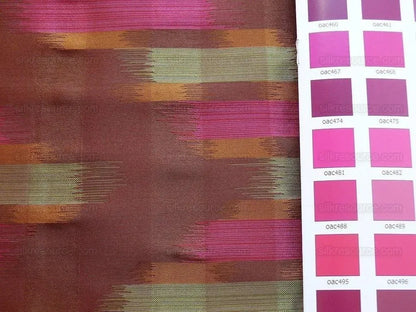 100% Silk Lampas Ikat Wave "spice" Maroon Purple Orange Beige MSRP USD 268/y